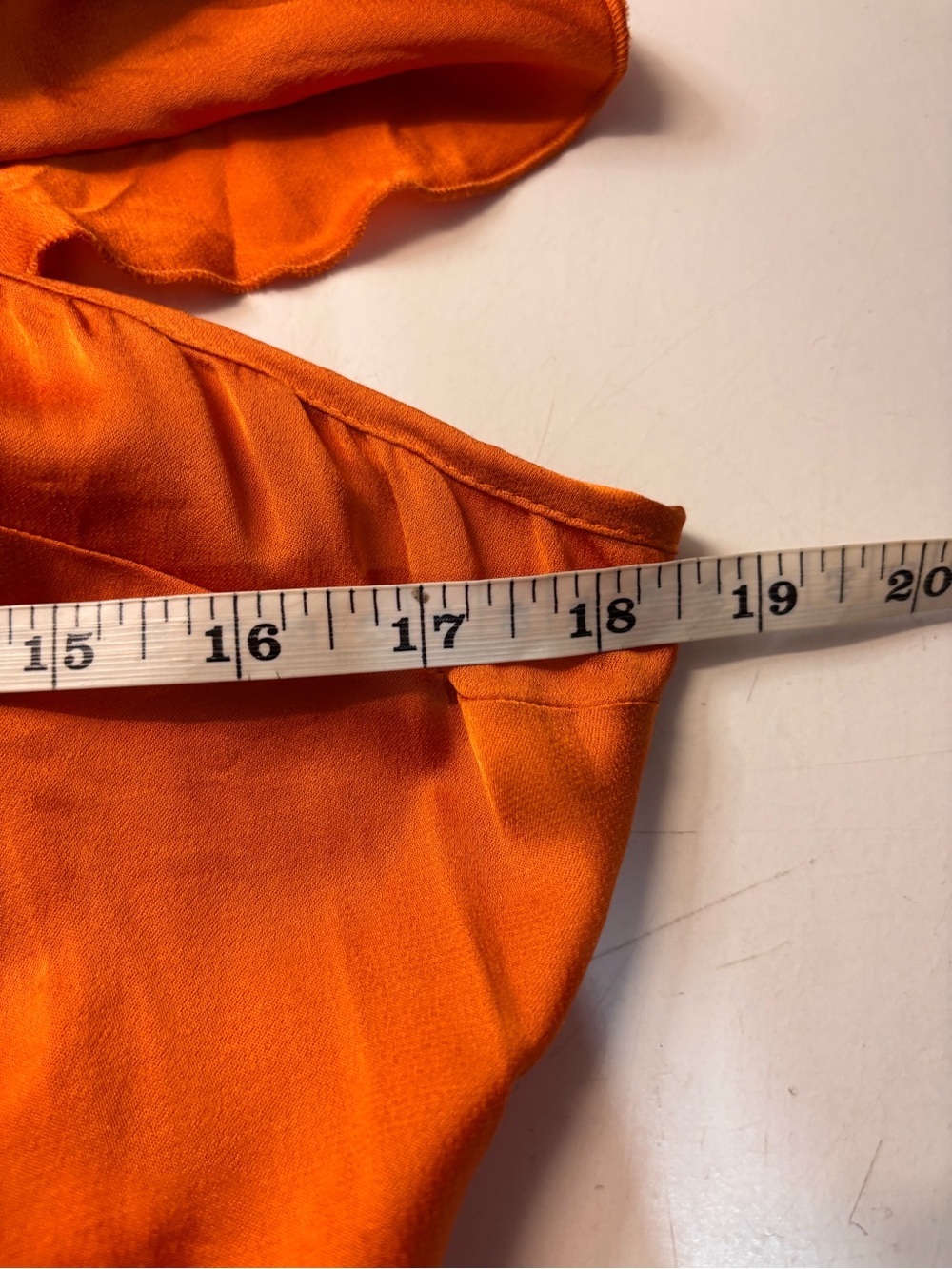 Zara Limited Edition Burnt Orange ruffle Open Back Asymmetrical Blouse, size M - Picture 15 of 15